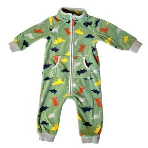 Fleece Dino-print Romper Onepiece, 9m